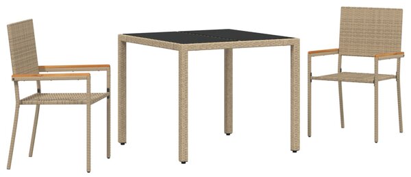 Kert étkező szett 3 pcs Bézs polirattan