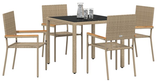 Kert étkező szett 5 pcs Bézs polirattan