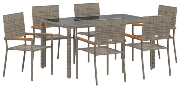 Kert étkező szett 7 pcs Szürke polirattan