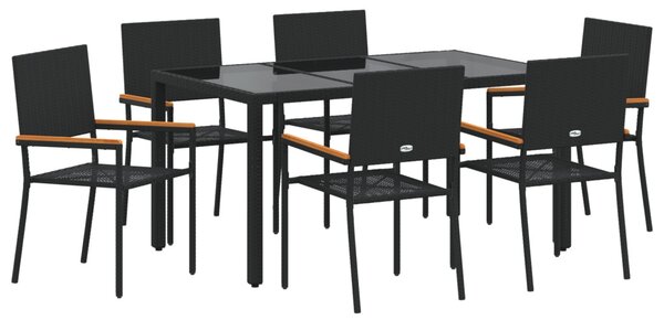 Kert étkező szett 7 pcs Fekete polirattan
