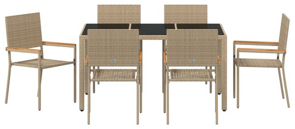 Kert étkező szett 7 pcs Bézs polirattan