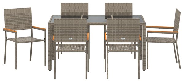 Kert étkező szett 7 pcs Szürke polirattan