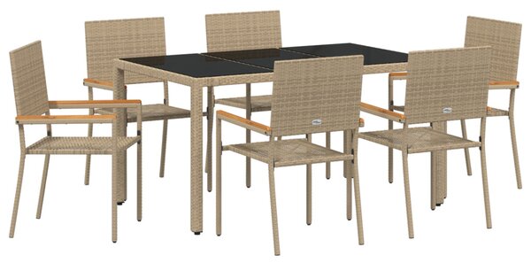 Kert étkező szett 7 pcs Bézs polirattan
