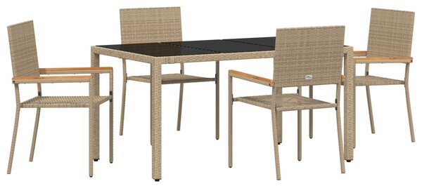Kert étkező szett 5 pcs Bézs polirattan