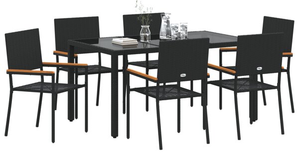 Kert étkező szett 7 pcs Fekete polirattan