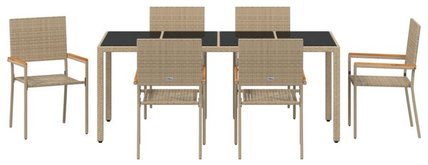 Kert étkező szett 7 pcs Bézs polirattan