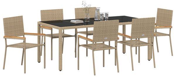 Kert étkező szett 7 pcs Bézs polirattan
