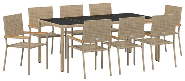 Kert étkező szett 9 pcs Bézs polirattan