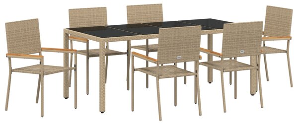 Kert étkező szett 7 pcs Bézs polirattan