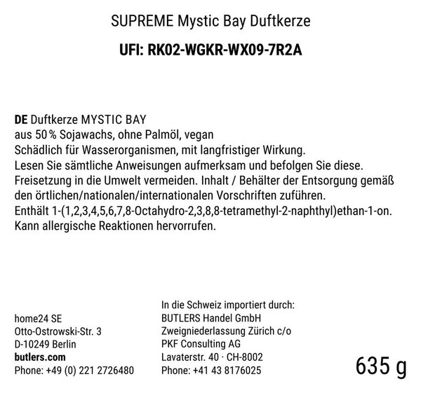 SUPREME szójaviasz illatgyertya Mystic Bay 635g