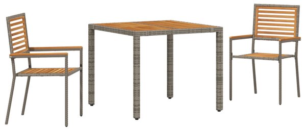 Kert étkező szett 3 pcs Szürke és Barna polirattan