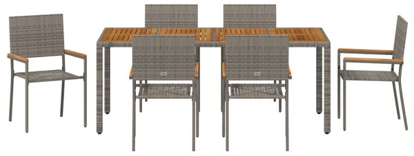 Kert étkező szett 7 pcs Szürke polirattan