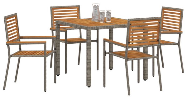 Kert étkező szett 5 pcs Szürke és Barna polirattan