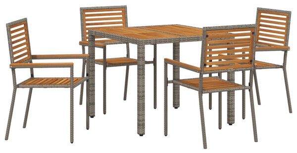 Kert étkező szett 5 pcs Szürke és Barna polirattan