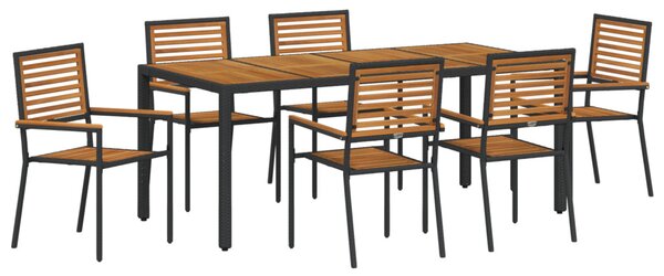Kert étkező szett 7 pcs Fekete és Barna polirattan
