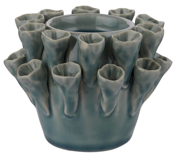 CORAL kerámia gyertyatartó türkiz 9 cm