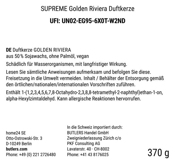 SUPREME szójaviasz illatgyertya Golden Riviera 370g