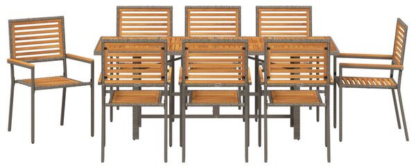 Kert étkező szett 9 pcs Szürke és Barna polirattan
