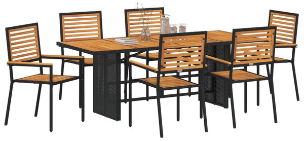 Kert étkező szett 7 pcs Fekete és Barna polirattan