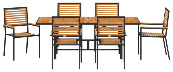 Kert étkező szett 7 pcs Fekete és Barna polirattan