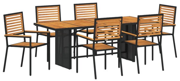 Kert étkező szett 7 pcs Fekete és Barna polirattan