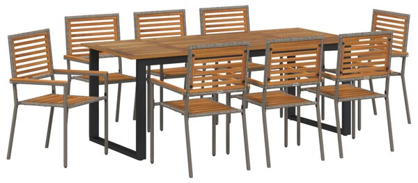 Kert étkező szett 9 pcs Szürke Tömör Akácfa