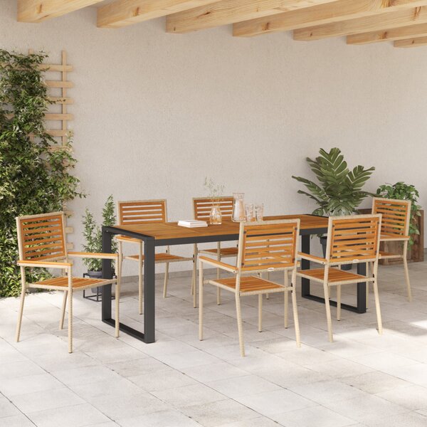 Kert étkező szett 7 pcs Beige és barna polirattan