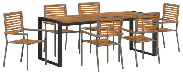 Kert étkező szett 7 pcs Szürke és Barna polirattan