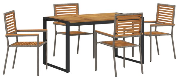 Kert étkező szett 5 pcs Szürke és Barna polirattan