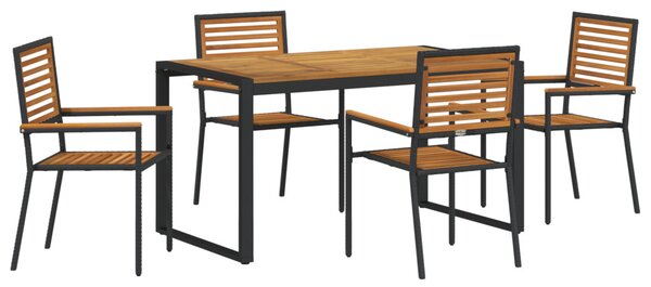 Kert étkező szett 5 pcs Fekete és Barna polirattan