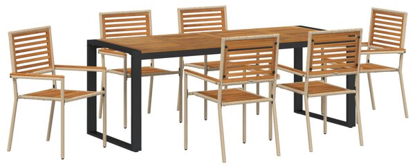 Kert étkező szett 7 pcs Beige és barna polirattan