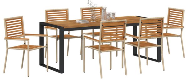 Kert étkező szett 7 pcs Beige és barna polirattan
