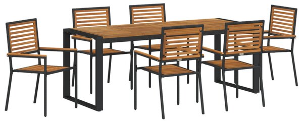 Kert étkező szett 7 pcs Fekete és Barna polirattan