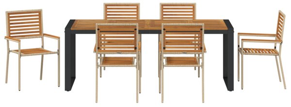 Kert étkező szett 7 pcs Beige és barna polirattan