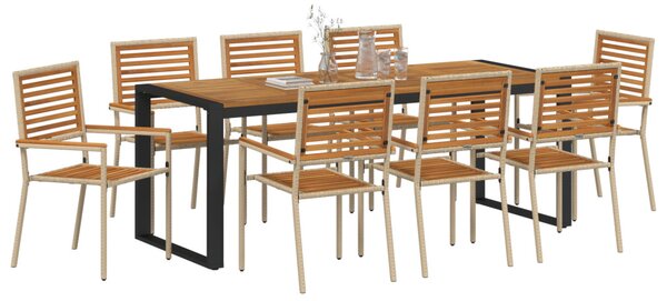Kert étkező szett 9 db Beige és barna polirattan