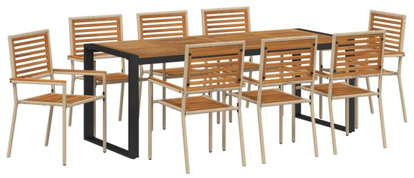Kert étkező szett 9 db Beige és barna polirattan
