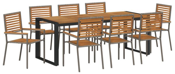 Kert étkező szett 9 pcs Szürke és Barna polirattan