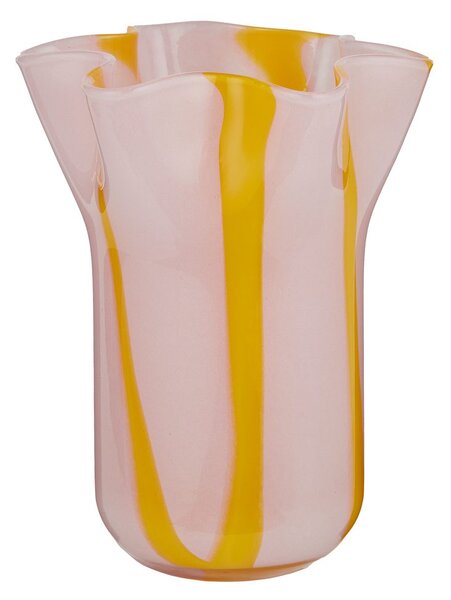 SORBET üveg váza 23cm rózsaszín/sárga