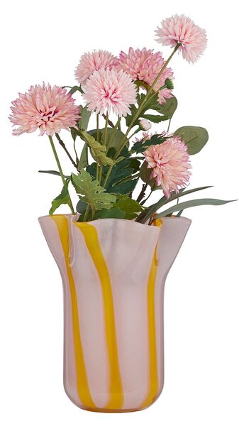 SORBET üveg váza 23cm rózsaszín/sárga
