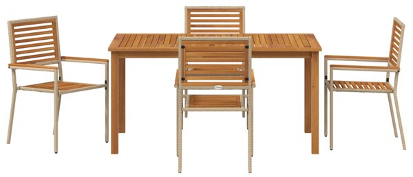 Kert étkező szett 5 pcs Bézs Tömör Akácfa