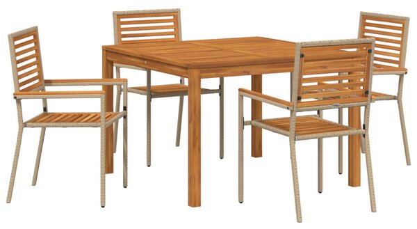 Kert étkező szett 5 pcs Bézs Tömör Akácfa