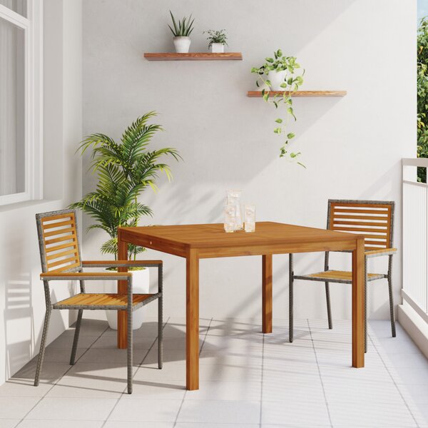 Kert étkező szett 3 db Szürke Tömör Akácfa