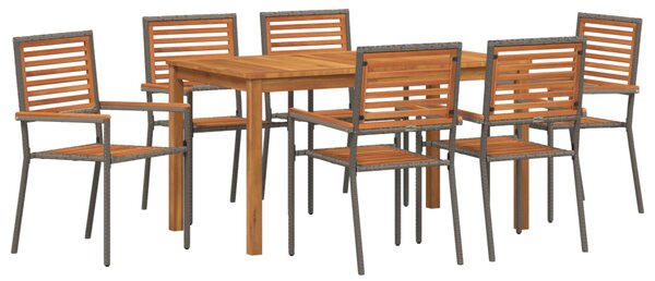 Kert étkező szett 7 pcs Szürke Tömör Akácfa