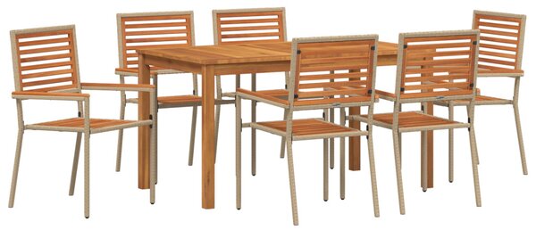 Kert étkező szett 7 pcs Bézs Tömör Akácfa