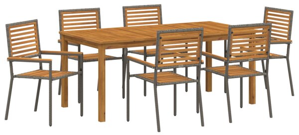 Kert étkező szett 7 pcs Szürke Tömör Akácfa