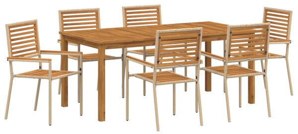Kert étkező szett 7 pcs Bézs Tömör Akácfa