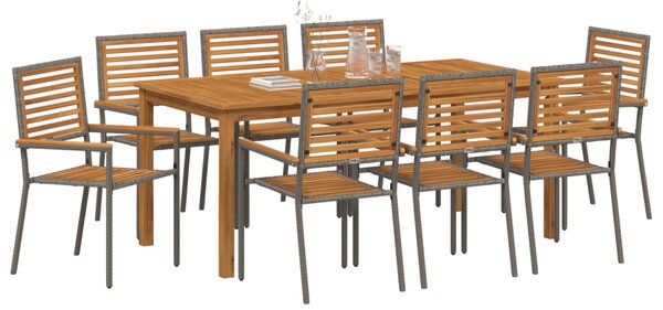 Kert étkező szett 9 pcs Szürke Tömör Akácfa