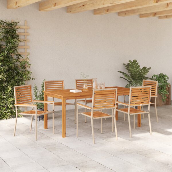 Kert étkező szett 7 pcs Bézs Tömör Akácfa