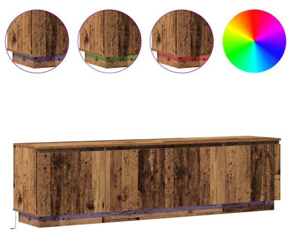TV szekrény LED -es lámpákkal Öreg fa 180 x 38 x 49 cm Faanyag