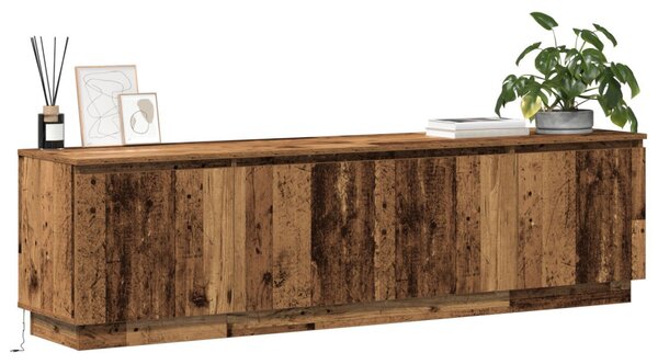TV szekrény LED -es lámpákkal Öreg fa 180 x 38 x 49 cm Faanyag